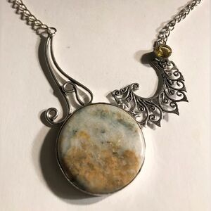 Picture Jasper Citrine 925 Sterling Silver Necklace